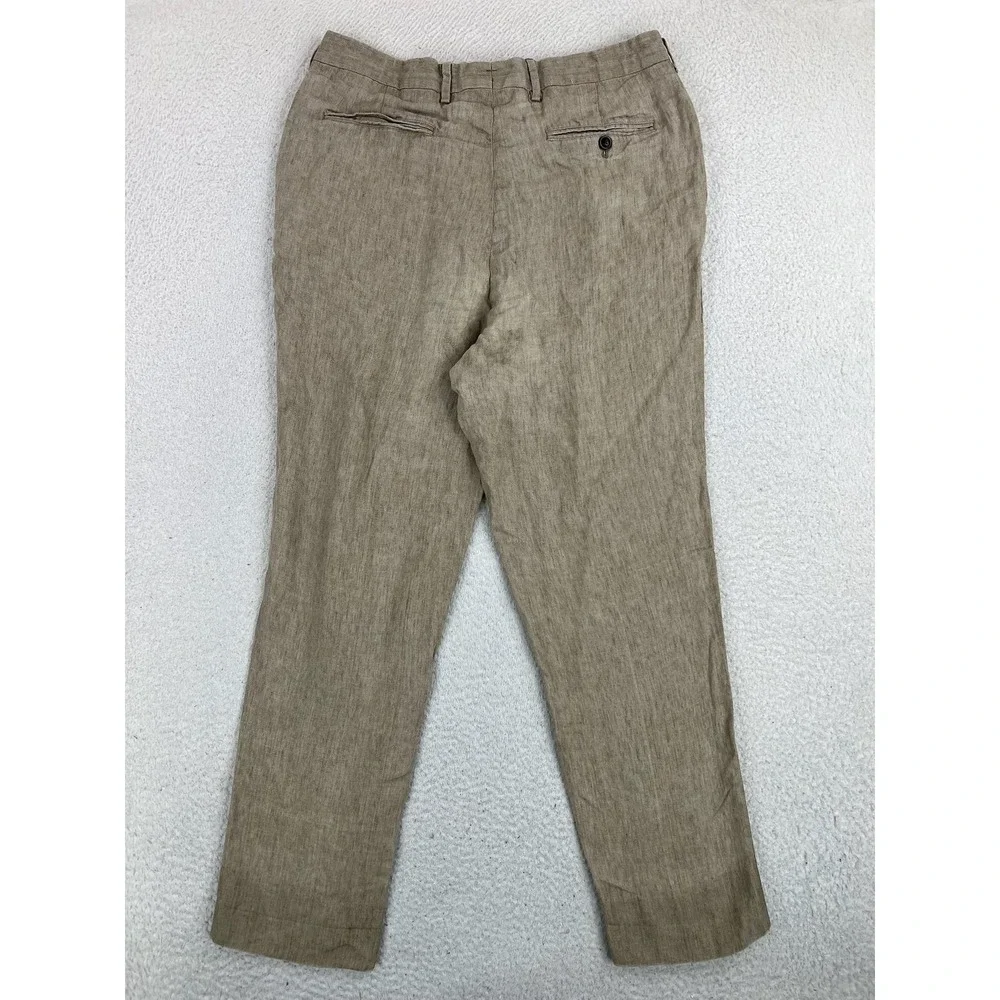 Todd Snyder Pants Mens 34x30 Beige Classic Fit 100% Linen Dress Pleated Portugal